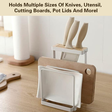 Chopping Board and Knife Holder Rack Kitchen Organizer Shelf Stand Lid Storage