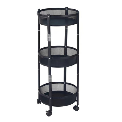 Foldable 3 Tier Rolling Cart Metal Vegetable Storage Basket Organizer Trolley
