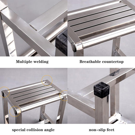 Household Waterproof Stainless Steel Square Stool  Anti Slip Durable SpaceSaving
