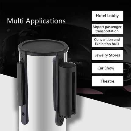 2M Retractable Isolation Barrier Belt 1 Post Anti-Slip Base Waterproof Durable