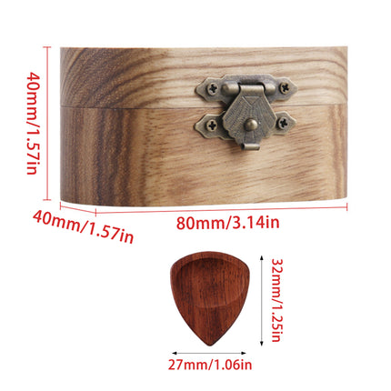 Solid Wood Guitar Pick Storage Case Moistureproof Durable Portable with Dividers