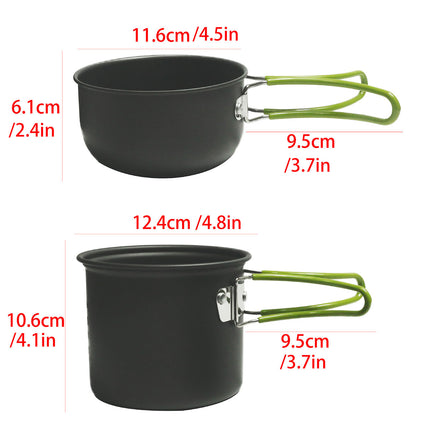 Outdoor Cookware Set for Hiking Picnic Backpacking Portable Pot Tableware Kit