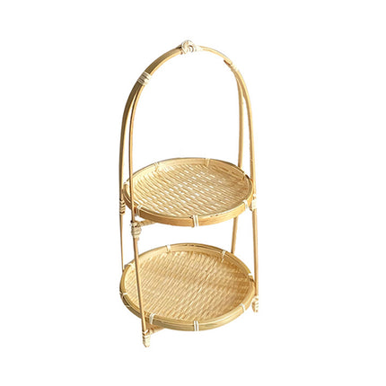 Bamboo Woven Handbasket Round Handle for Snacks Fruits Home Storage Decor