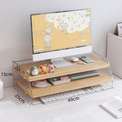 Double Layer Acrylic Desktop Organiser Stable Clear for Desk Monitor Riser Use