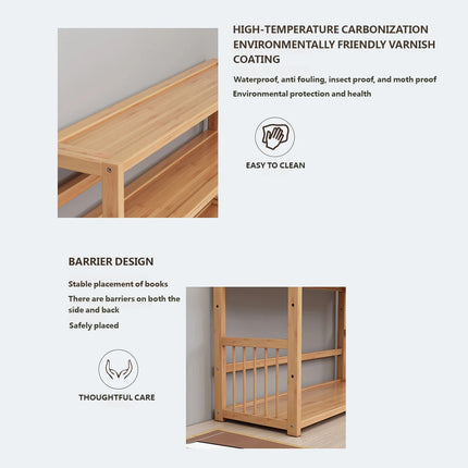 Bamboo Desktop Bookshelf Organiser 60x23x66cm