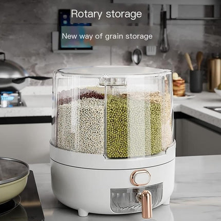 Rotating Grain Dispenser Container 360 Spin PP Multi Compartment 25 x 23.5cm