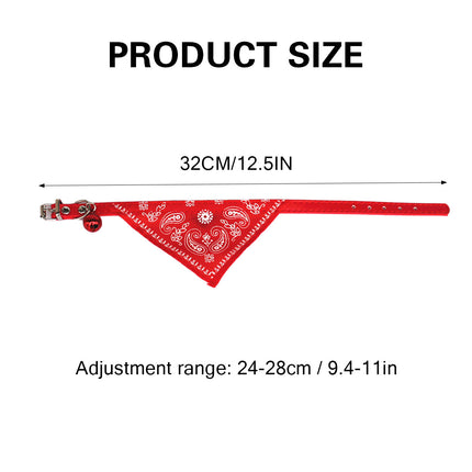 Adjustable Bandana Collar with Bell for Small Dogs and Cats Triangle Scarf Style