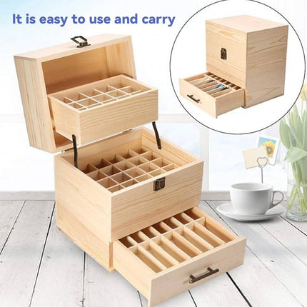 Three Tier Wooden Essential Oil Storage Box with Drawer