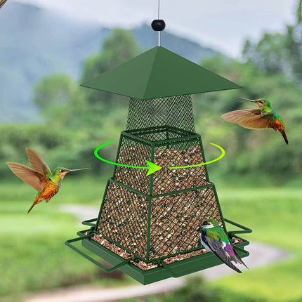 Metal Bird Feeder Outdoor Hanging Garden Wild Bird Gazebo Roof Retractable Wire