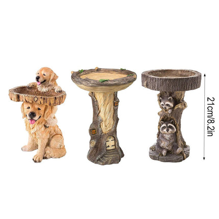 Outdoor Resin Bird Feeder Garden Ornament Tree Stump Bird Bath Decoration