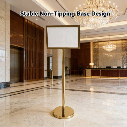 Gold A3 Floor Menu Display Stand Stainless Steel