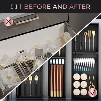 Under Cabinet Drawer Organizer Bin Silverware Utensil Holder Storage Container