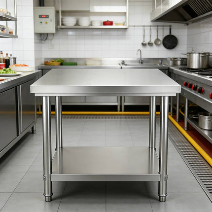 Stainless Steel Work Table 60x60x80cm 2 Tier
