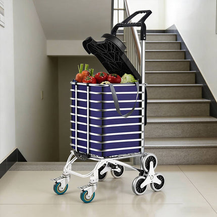 Folding Shopping Trolley Stair-Climbing Cart Lightweight Aluminium Pull Cart