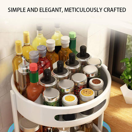 Rotating Seasoning Storage Rack 2 Tier Kitchen Condiment Spice Organiser Round