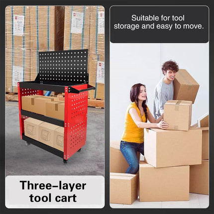 Heavy Duty 3 Tier Tool Cart with Wheels Rolling Work Bench Mechanic Repair Shop