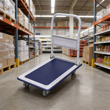 Foldable Platform Trolley Cart Steel Frame Swivel Wheels Warehouse Home Moving