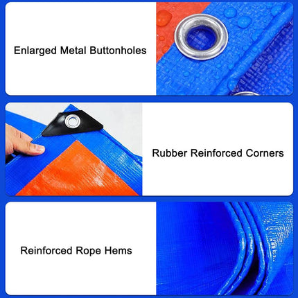 Blue Orange Waterproof Poly Tarp Cover 5x5m