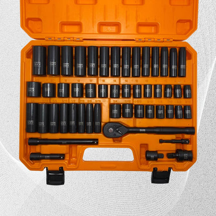 Mechanic Impact Socket Set 50pc Ratchet Wrench Extension Bar with Work Gloves