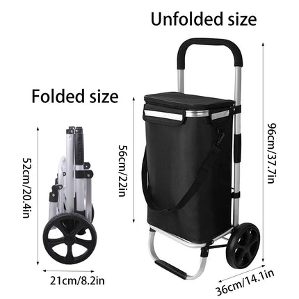 Folding Shopping Cart with Wheels Portable Utility Trolley Grocery Storage Bag