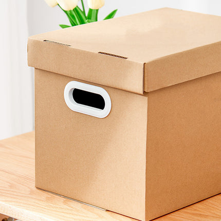 5PCS Kraft Paper Storage Box with Lid 80L Portable for Clothes Books Home Office
