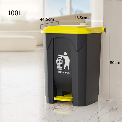 Pedal Trash Can with Lid 100L Large Capacity Durable for Kitchen Office Bathroom