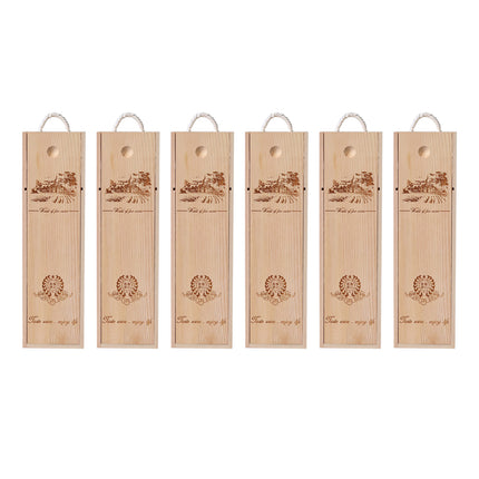 6pcs Red Wine Wooden Gift Box Packaging Storage Box for Wine Bottle Gifts