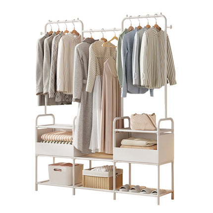 Simple Clothes Rack Steel Frame Non-Woven Fabric Durable for Bedroom Storage Use