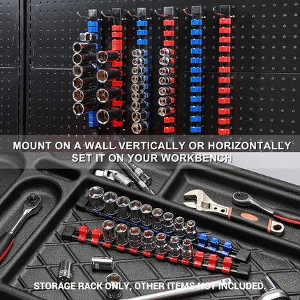 9PCS Socket Holder Rail Organizer 1/4 3/8 1/2 Inch for Garage Workshop Tool Use