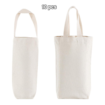 10pcs Portable Wine Bag Canvas Burlap Bottle Packing Holder for Gift Storage