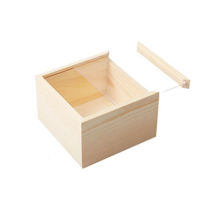 Solid Wood Storage Box with Acrylic Sliding Lid Pull Out Gift Packaging Case