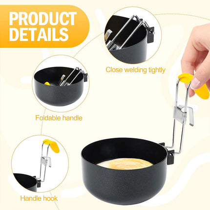 2PCS Collapsible Ear Hanging Non-Stick Heat Resistant Round Egg Steamer