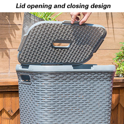 Laundry Basket Plastic Rattan Style Large Capacity Clothes Toy Storage Organizer
