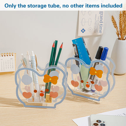 Acrylic Cartoon Pen Holder Cute Desk Organizer for Pens Pencils Stationery