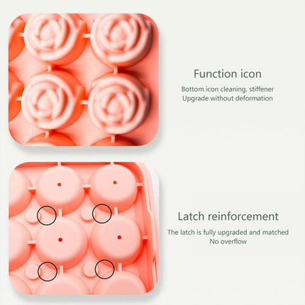 Rose Silicone Ice Ball Mould Box Ice Compartment Tray for Home Bar Drink Making