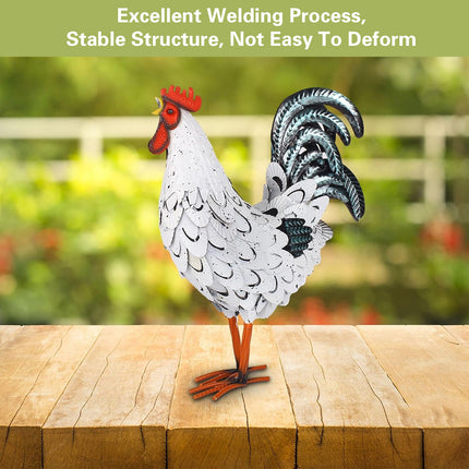 Metal Rooster Standing Decoration Rustproof for Home Garden Yard Patio Ornament