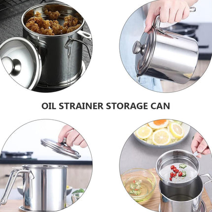 2L Large Capacity Stainless Steel Oil Filter Pot Leakproof Easy to Clean Durable