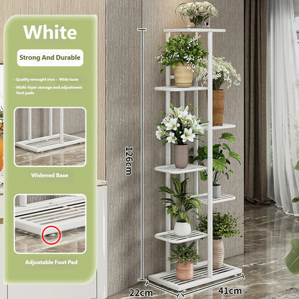 7 Tier Metal Plant Stand Indoor Outdoor Vertical Garden Shelf Rack