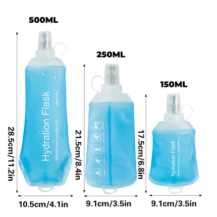 Folding Sports Water Bottle TPU Soft 150ml 250ml 500ml Dust Cap Travel Gym