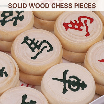 Chinese Birch Wood Chess Set with Laser-Engraved Pieces and Board