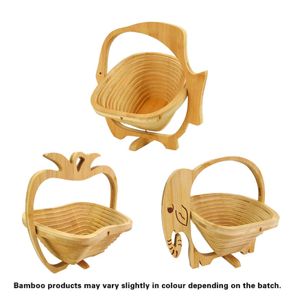 Foldable Bamboo Decorative Basket Collapsible 26x14x30cm Fish Pineapple Elephant