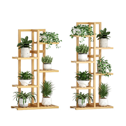 5/6 Tier Bamboo Minimalist Flower Plant Stand Home Balcony Garden Floor Rack