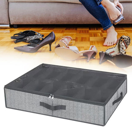 Foldable Shoe Storage Box with Lid Clear Under Bed Organizer Dustproof Visual