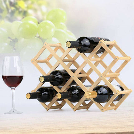 Wine Rack Wooden Display Rack Holds 5 or 10 Bottles for Home Decor Sturdy Durable