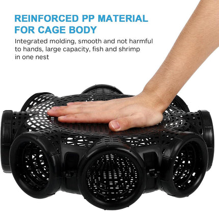 Eight Hole Eel Cage Ground Fish Trap Lobster Fishing Net Foldable Crab Catcher