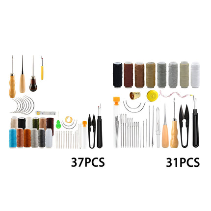 Hand Sewing Kit Canvas Leather Craft 31 or 37PCS Big Eye Needles Cotton Thread