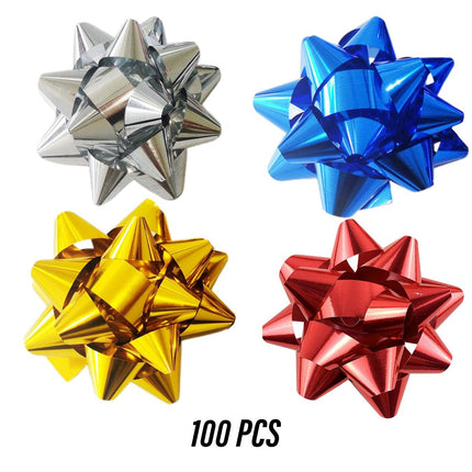 Star Flower Ribbon Bows 100pcs Decorative Gift Wrapping Ribbon Flowers DIY Craft