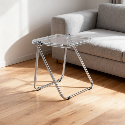 Foldable Transparent Small Coffee Table for Living Room Bedroom Space Saving