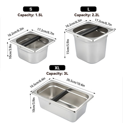 Stainless Steel Coffee Grounds Bucket Anti Splash Easy Clean for Home Cafe Use