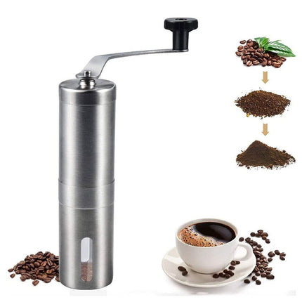 Stainless Steel Manual Coffee Grinder Ceramic Burr Portable Silver Black